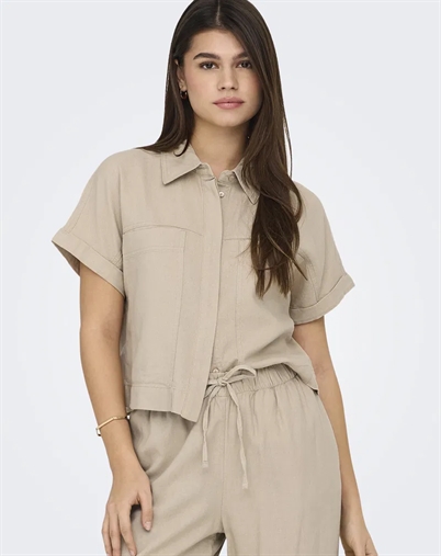 Only - Caro Linen Boxy Skjorte - Oxford Tan
